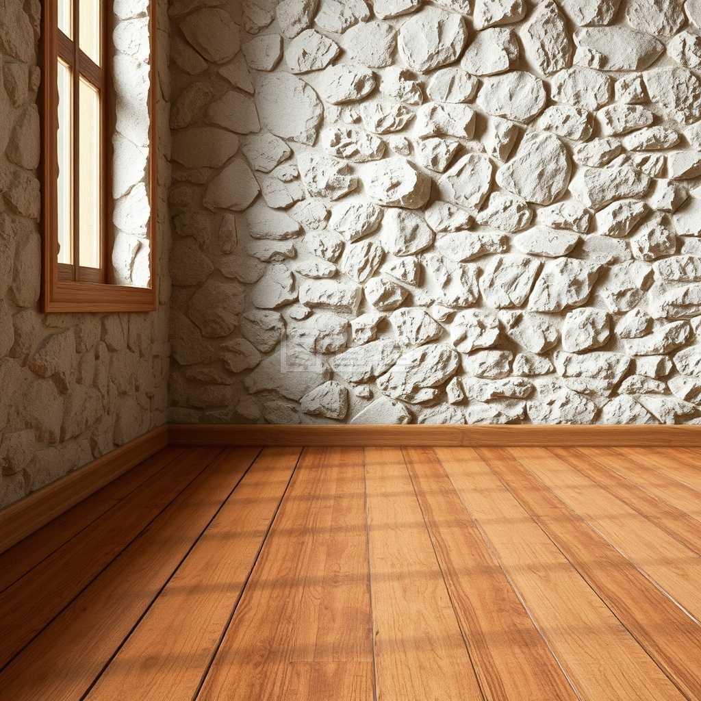 岩壁和木地板。